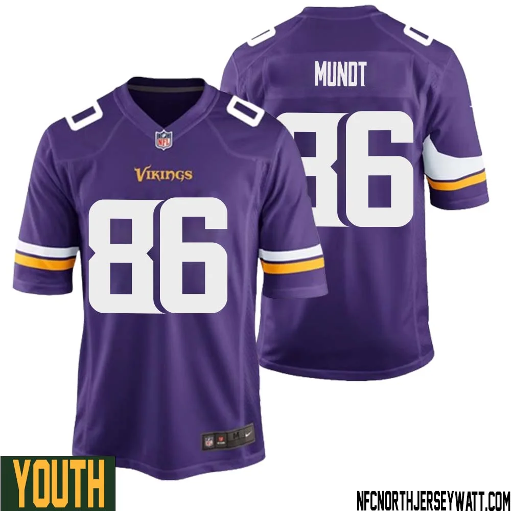 Johnny Mundt No 86 Minnesota Vikings Game Jersey Court Purple for Youth