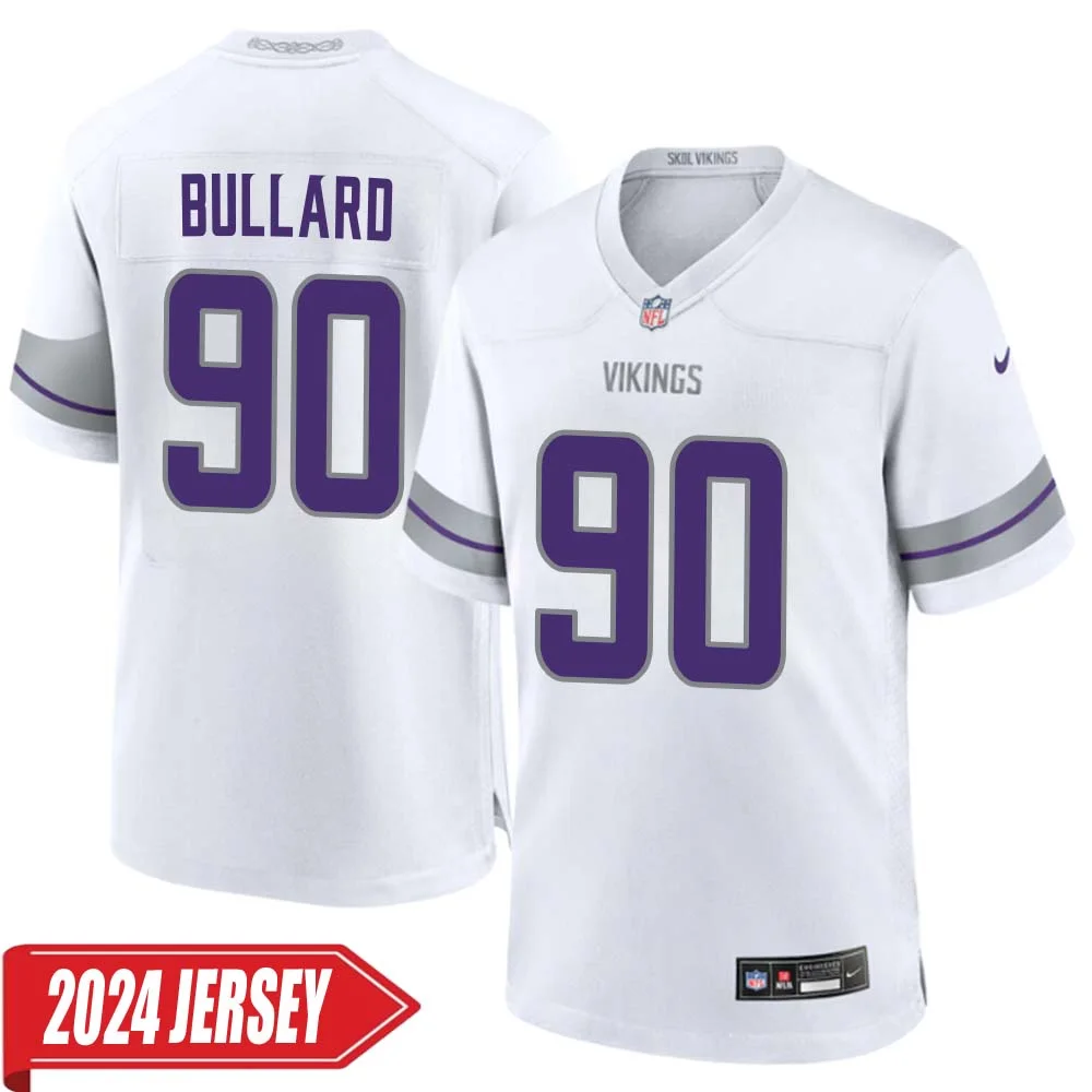 Jonathan Bullard No 90 Men s Minnesota Vikings White Alternate Custom Game 2024 Jersey