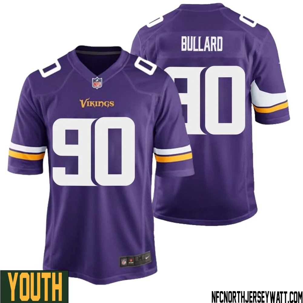 Jonathan Bullard No 90 Minnesota Vikings Game Jersey Court Purple for Youth 1