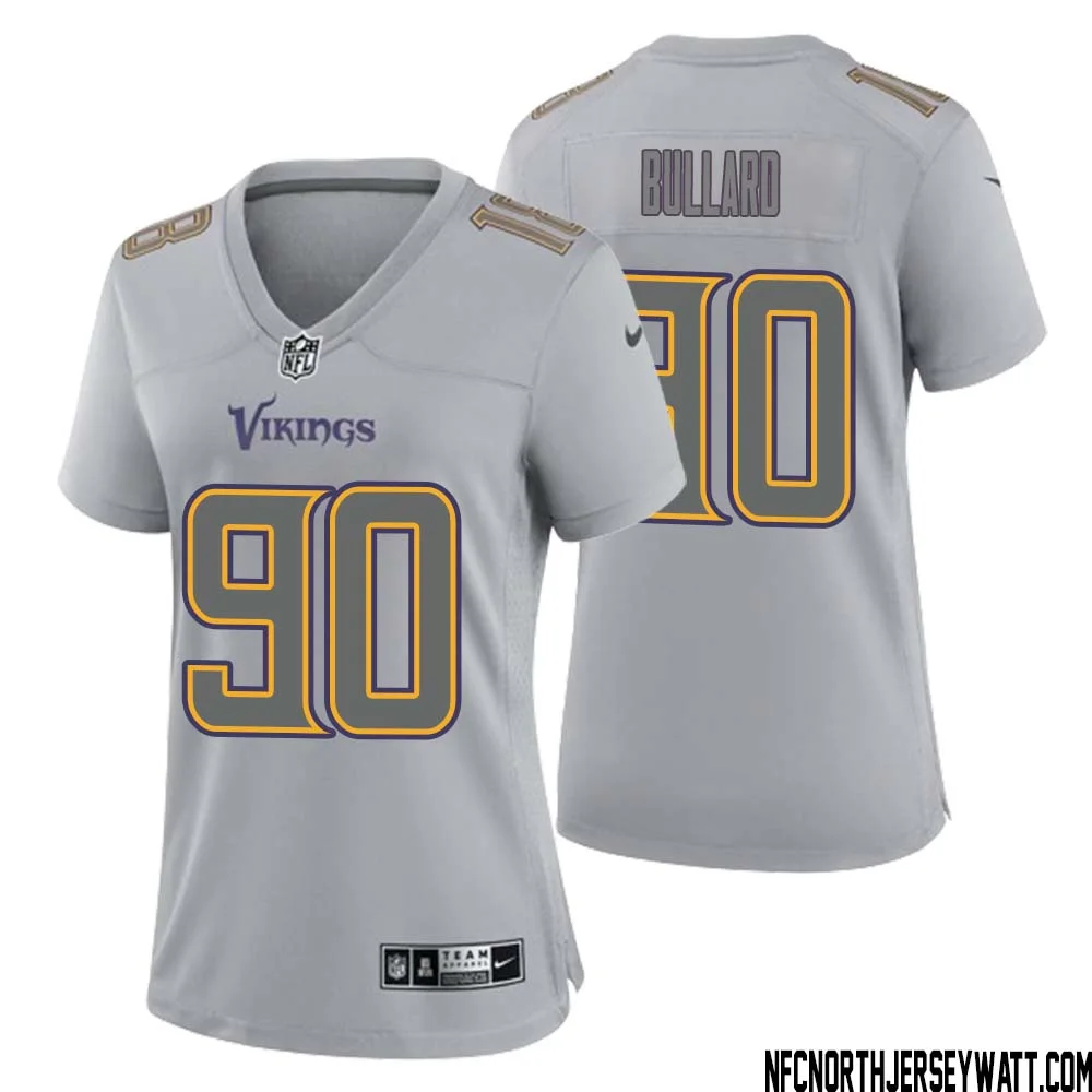 Jonathan Bullard No 90 Women Gray Minnesota Vikings Atmosphere Fashion Game Jersey 1