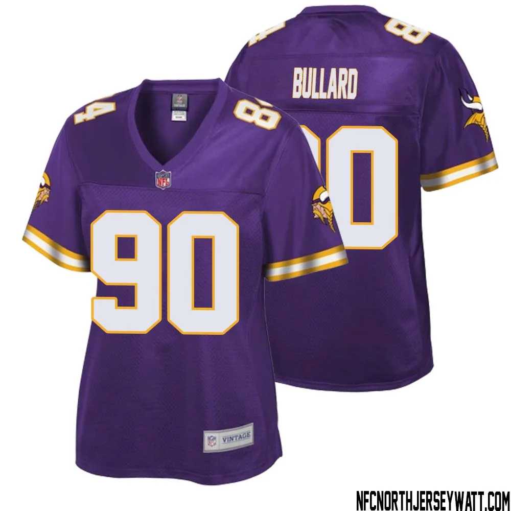 Jonathan Bullard No 90 Women NFL Pro Line Purple Minnesota Vikings Retired Player Replica Jersey