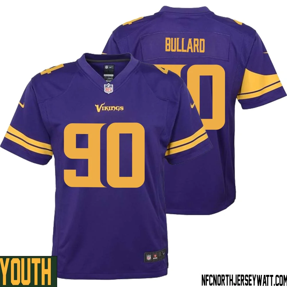 Jonathan Bullard No 90 Youth Purple Minnesota Vikings Alternate Game Jersey 1