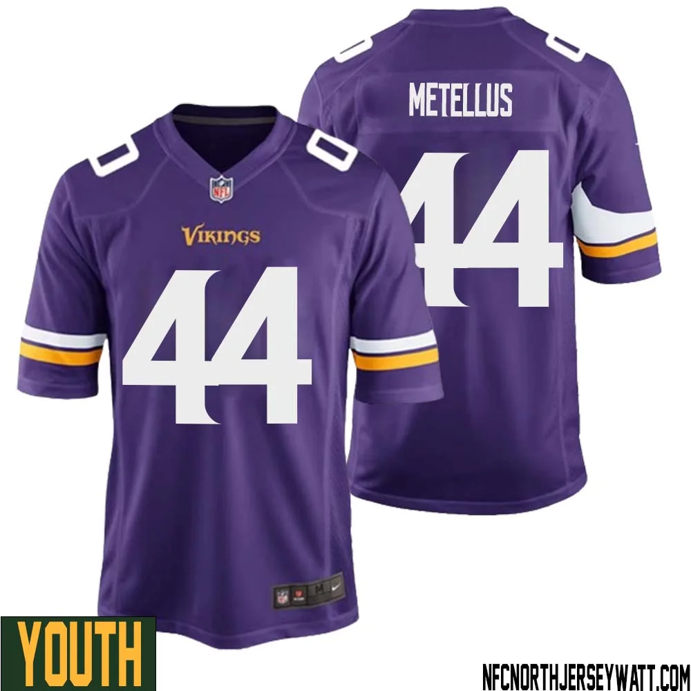 Josh Metellus No 44 Minnesota Vikings Game Jersey Court Purple for Youth