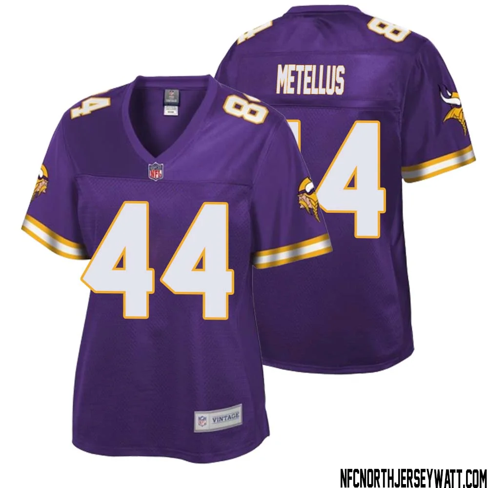 Josh Metellus No 44 Women NFL Pro Line Purple Minnesota Vikings Retired Player Replica Jersey 1