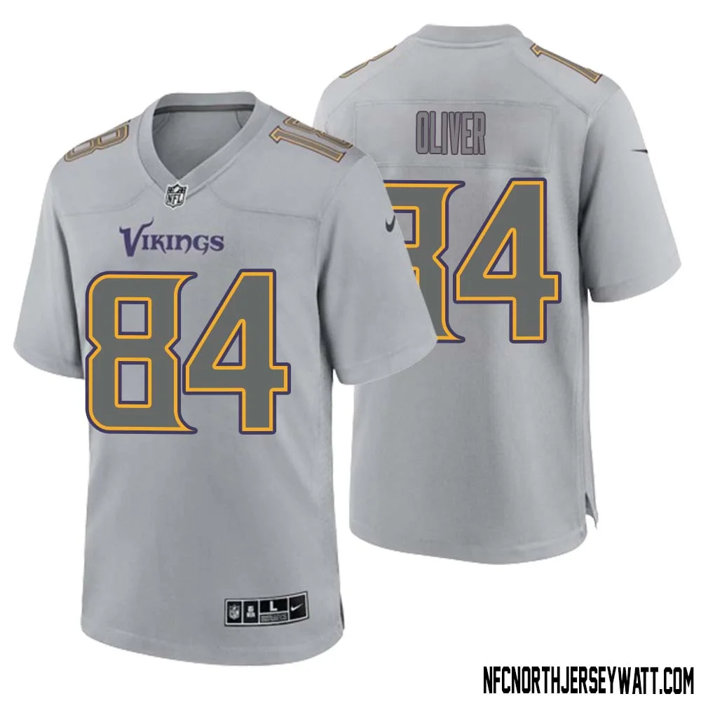 Josh Oliver No 84 Men Gray Minnesota Vikings Atmosphere Fashion Game Jersey