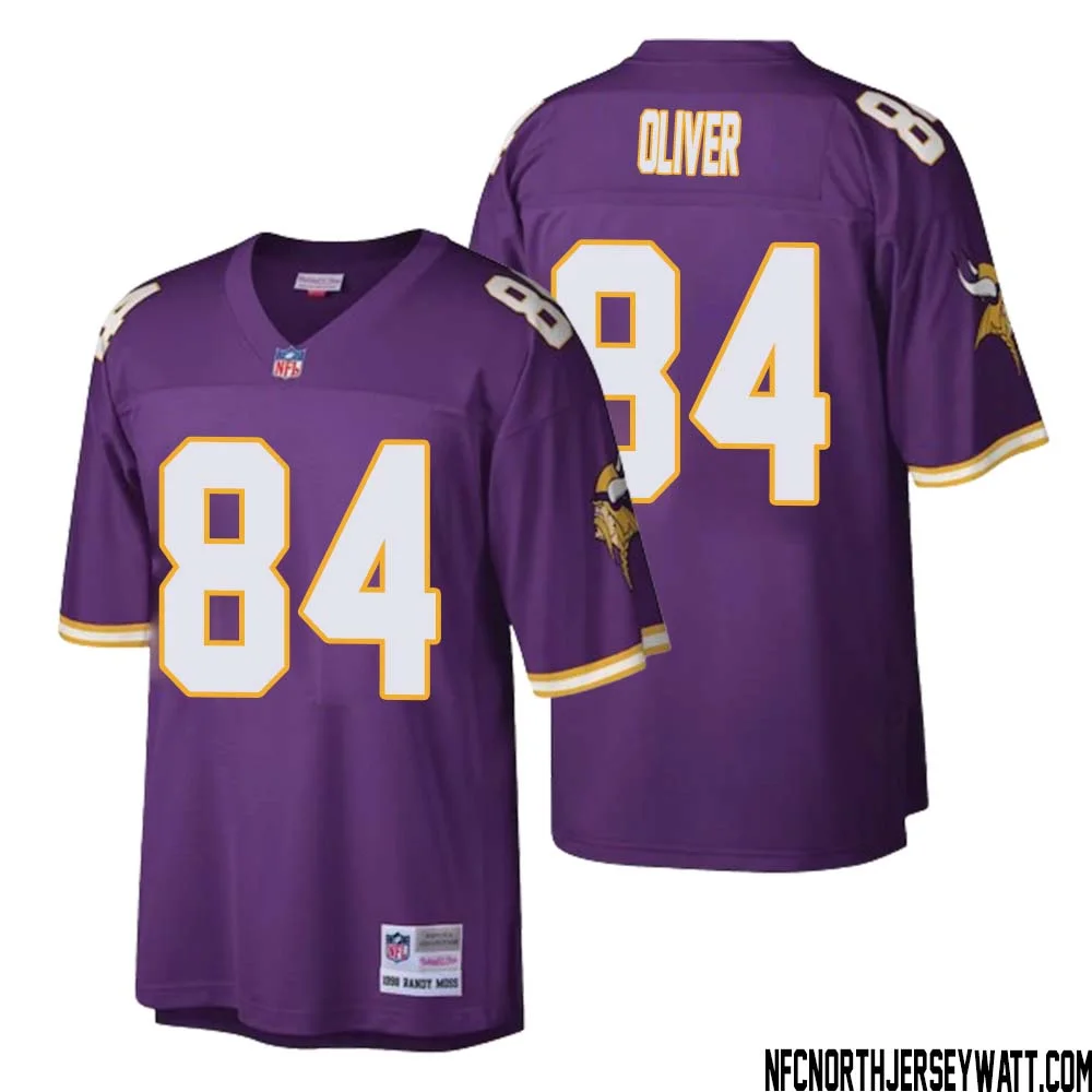 Josh Oliver No 84 Men Mitchell Ness Purple Minnesota Vikings Retired Player Legacy Replica Jersey