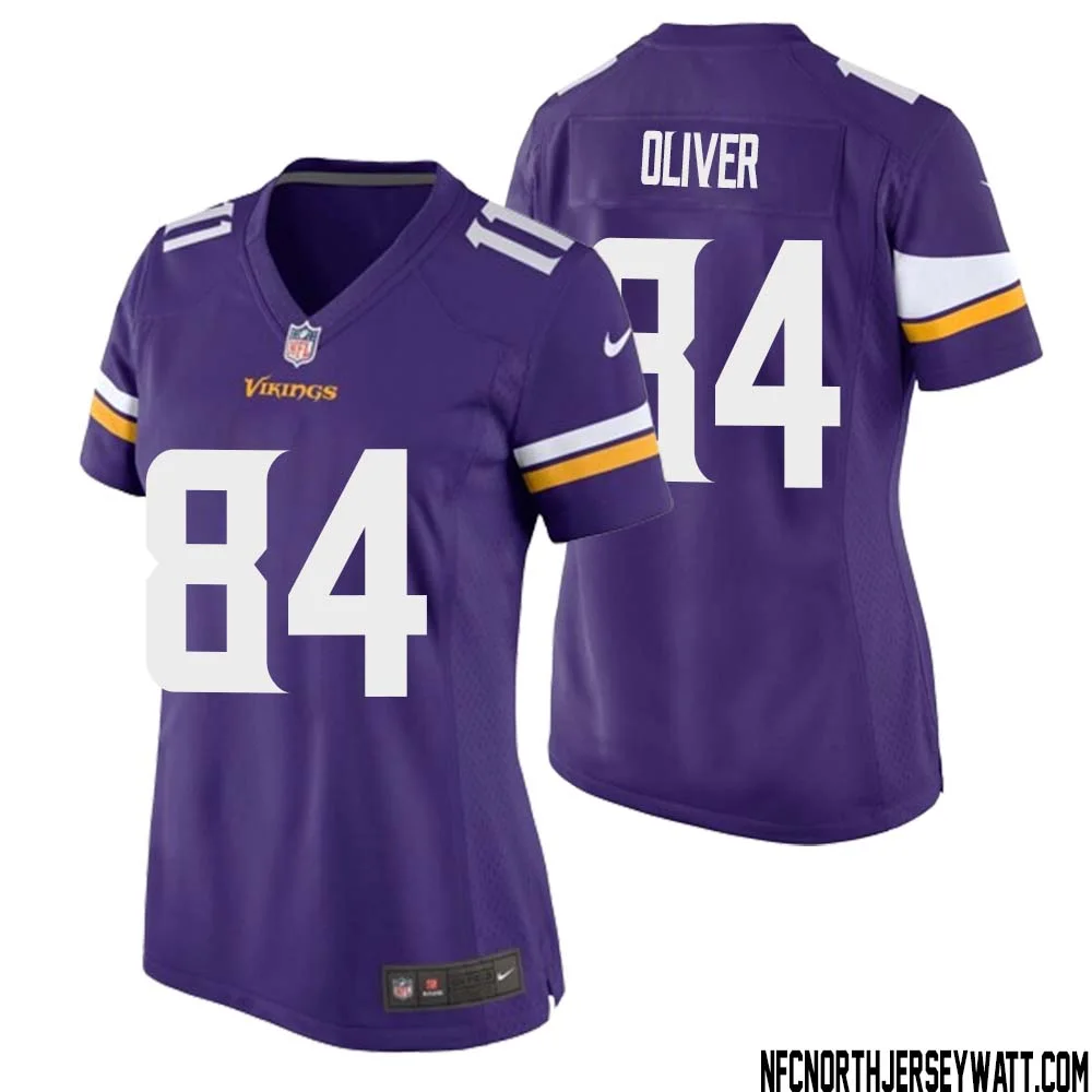 Josh Oliver No 84 Minnesota Vikings Game Jersey Court Purple for Womens 1