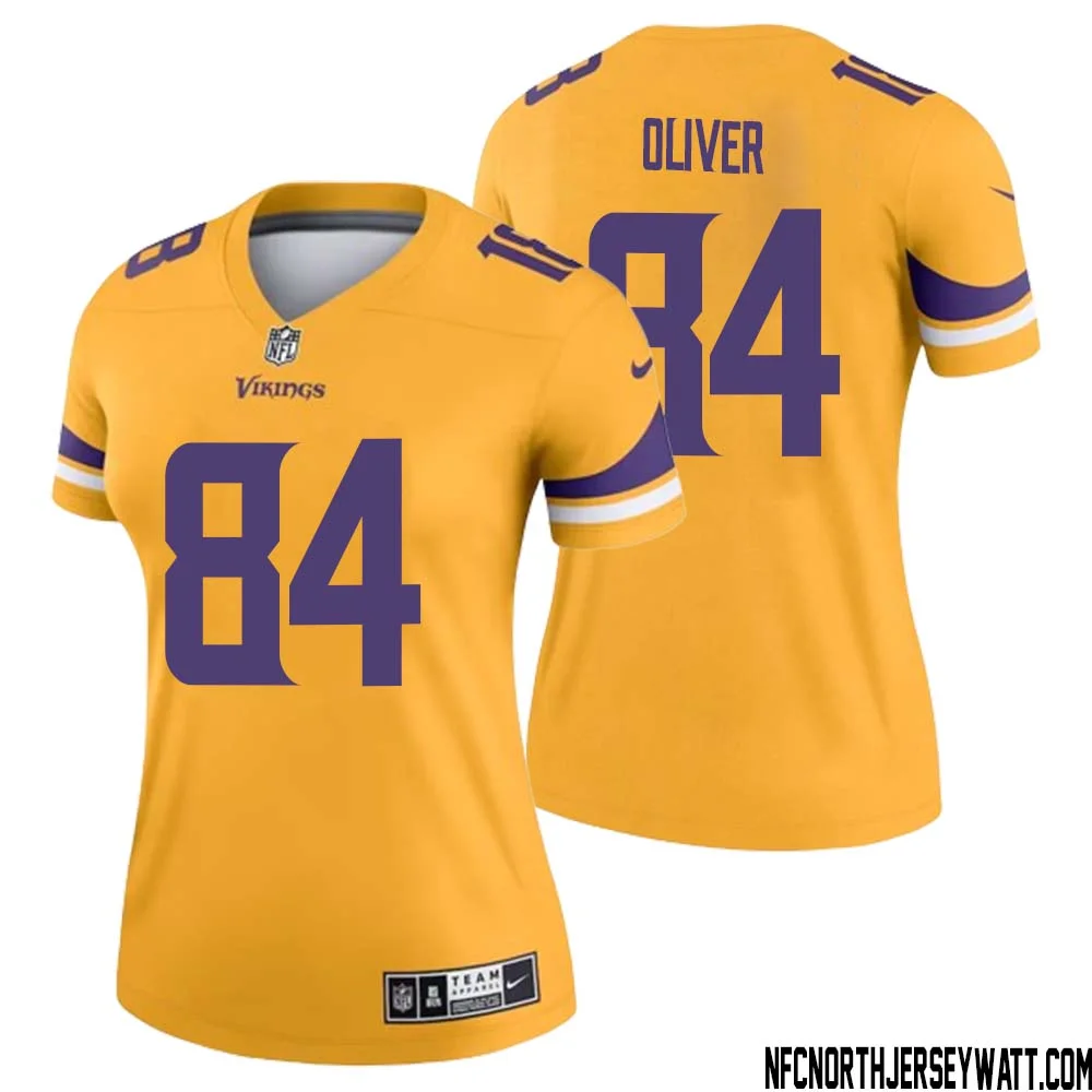 Josh Oliver No 84 Women Minnesota Vikings Gold Inverted Legend Jersey