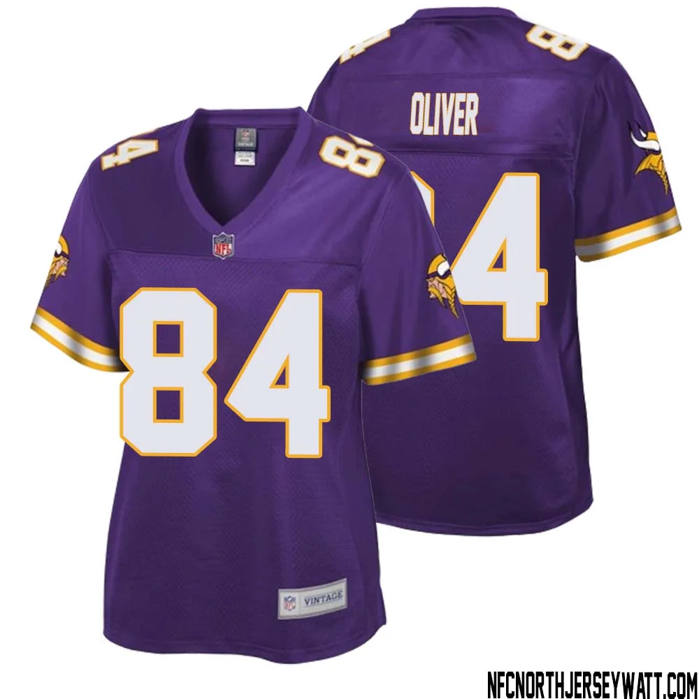 Josh Oliver No 84 Women NFL Pro Line Purple Minnesota Vikings Retired Player Replica Jersey 1