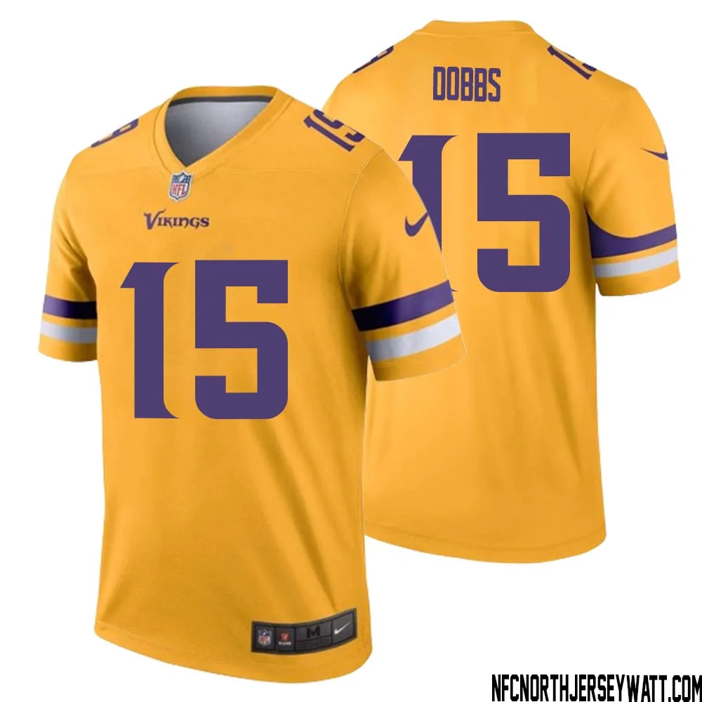 Joshua Dobbs No 15 Men Minnesota Vikings Gold Inverted Legend Jersey 1