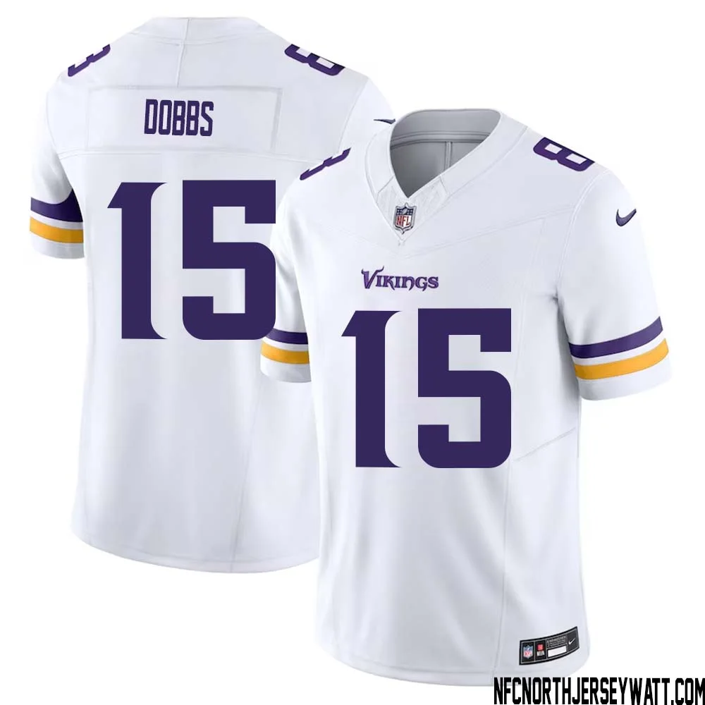 Joshua Dobbs No 15 Men White Minnesota Vikings Vapor F.U.S.E. Limited Jersey 1