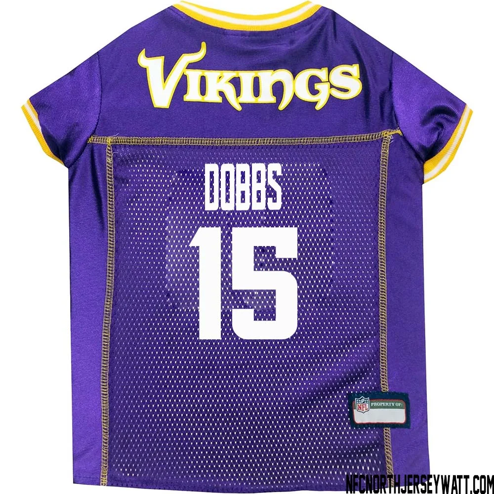 Joshua Dobbs No 15 Purple Minnesota Vikings Dog Jersey 1