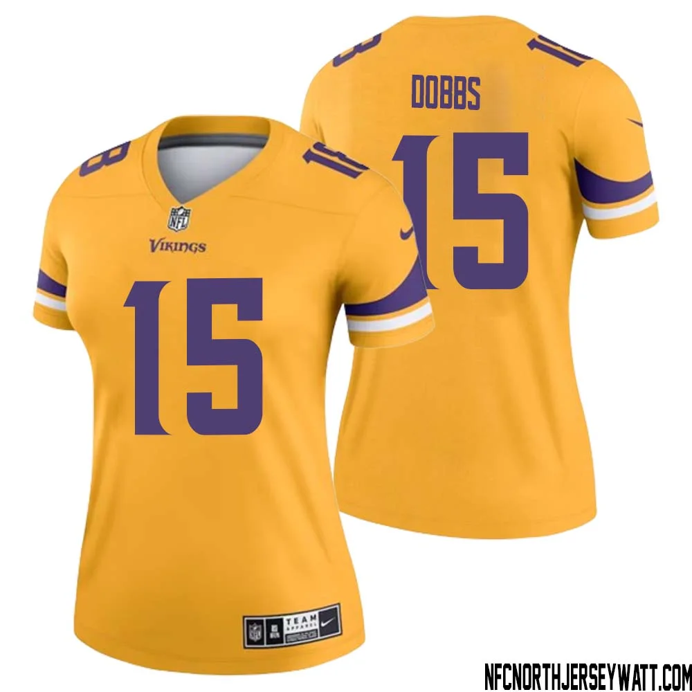 Joshua Dobbs No 15 Women Minnesota Vikings Gold Inverted Legend Jersey