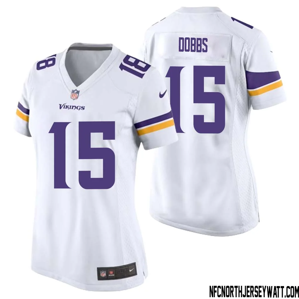 Joshua Dobbs No 15 Women White Minnesota Vikings Game Player Away Jersey