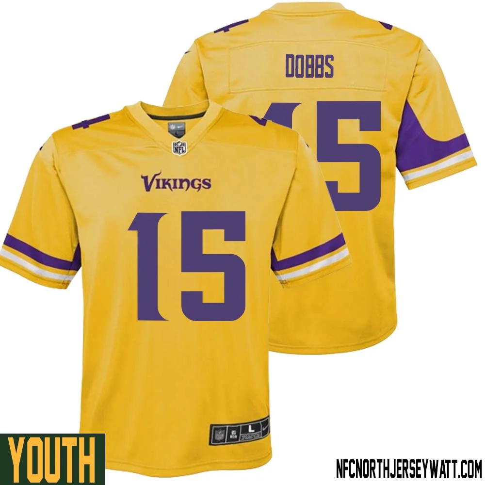 Joshua Dobbs No 15 Youth Minnesota Vikings Gold Inverted Legend Jersey