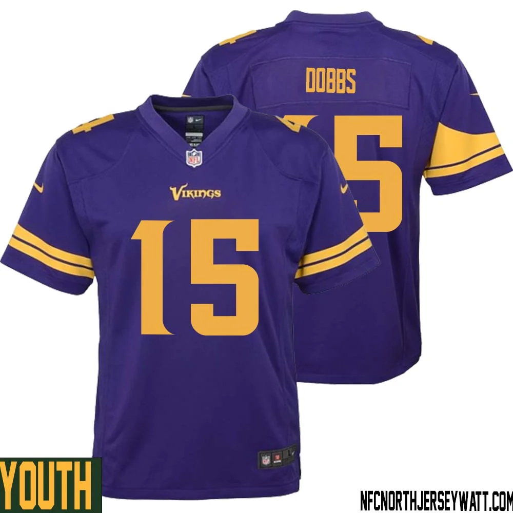 Joshua Dobbs No 15 Youth Purple Minnesota Vikings Alternate Game Jersey 1