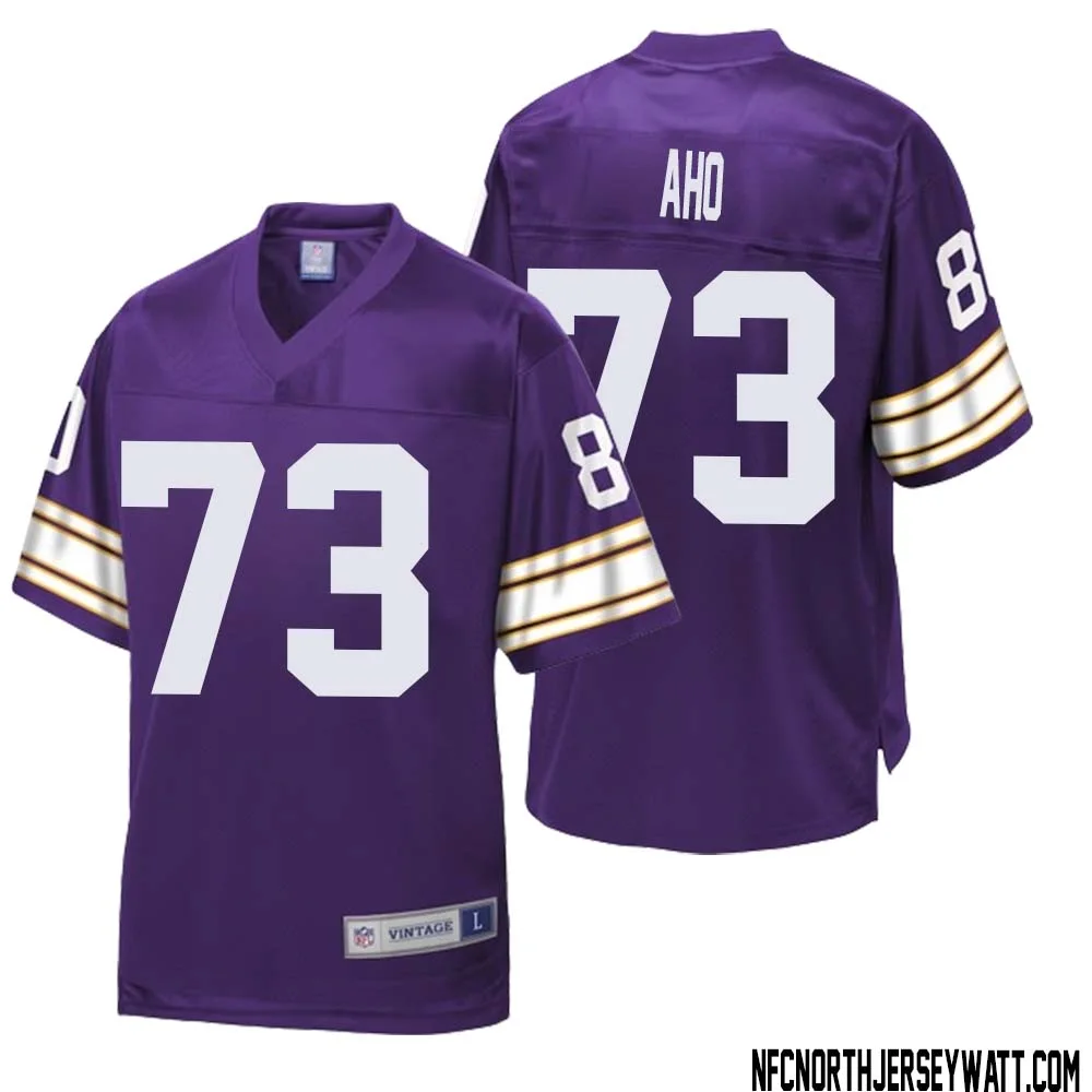 Junior Aho No 73 Men NFL Pro Line Purple Minnesota Vikings Retired Player Replica Jersey