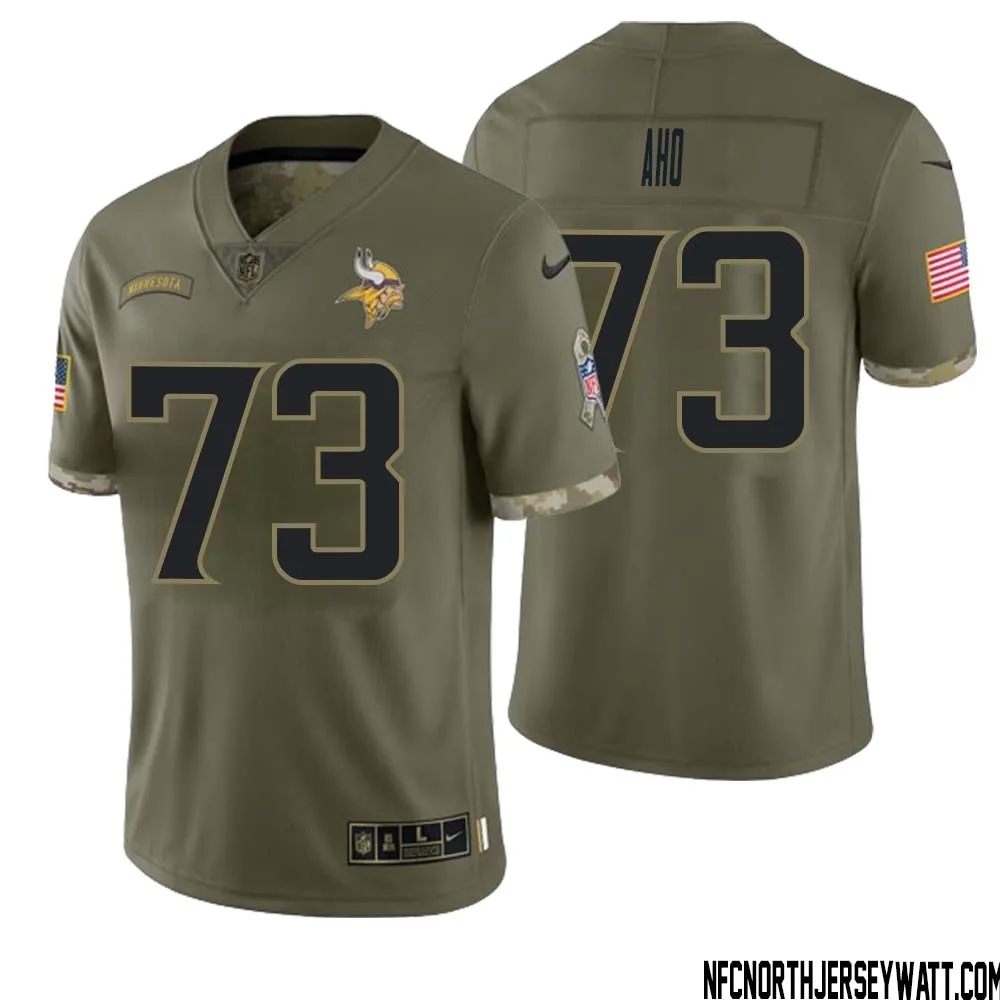 Junior Aho No 73 Men Olive Minnesota Vikings 2022 Salute To Service Retired Player Limited Jersey 1