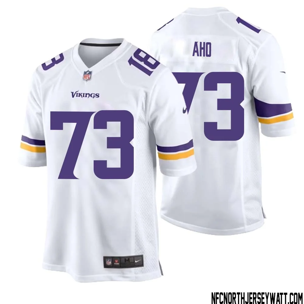 Junior Aho No 73 Men White Minnesota Vikings Game Player Away Jersey
