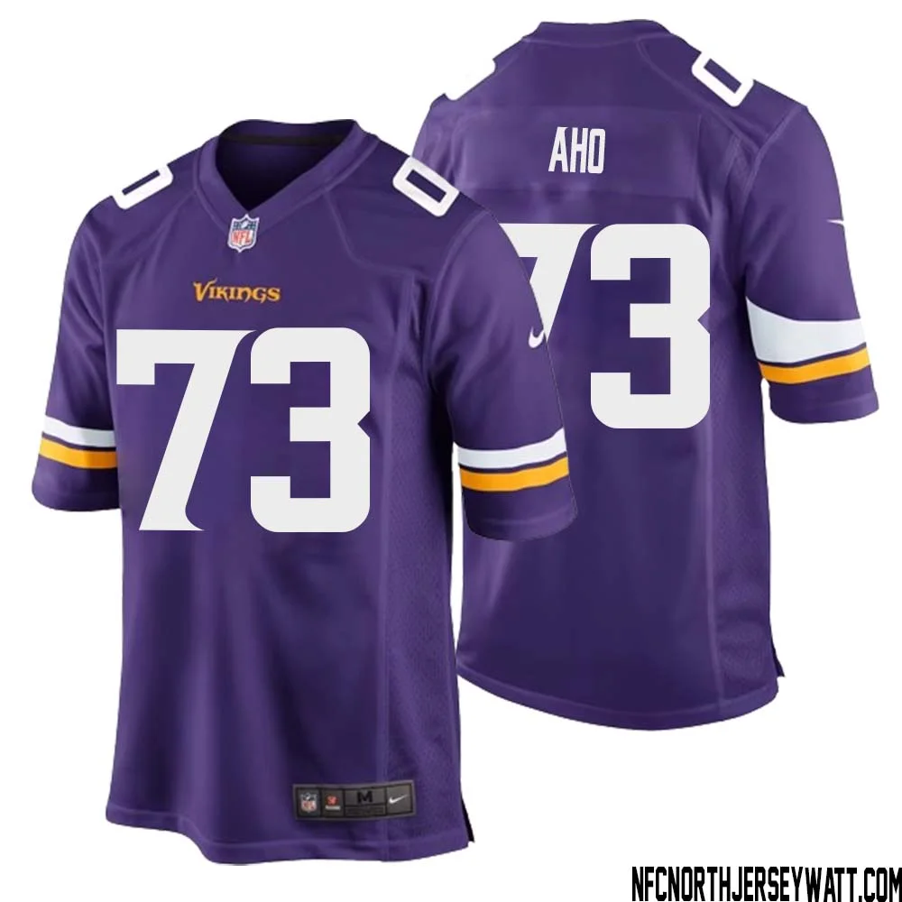 Junior Aho No 73 Minnesota Vikings Game Jersey Court Purple for Mens