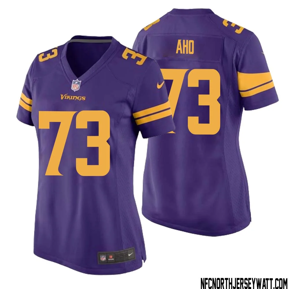 Junior Aho No 73 Women Purple Minnesota Vikings Alternate Game Jersey