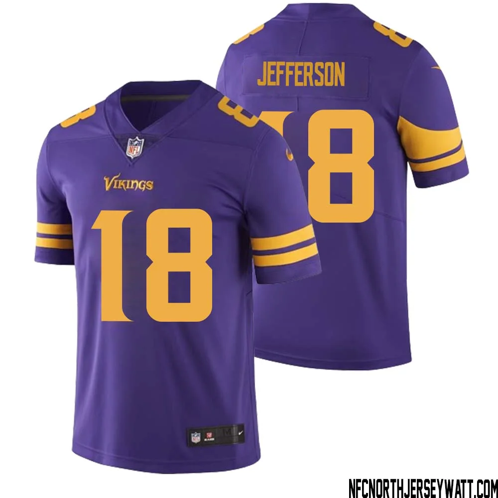 Justin Jefferson No 18 Men Purple Minnesota Vikings Color Rush Vapor Untouchable Limited Jersey 1