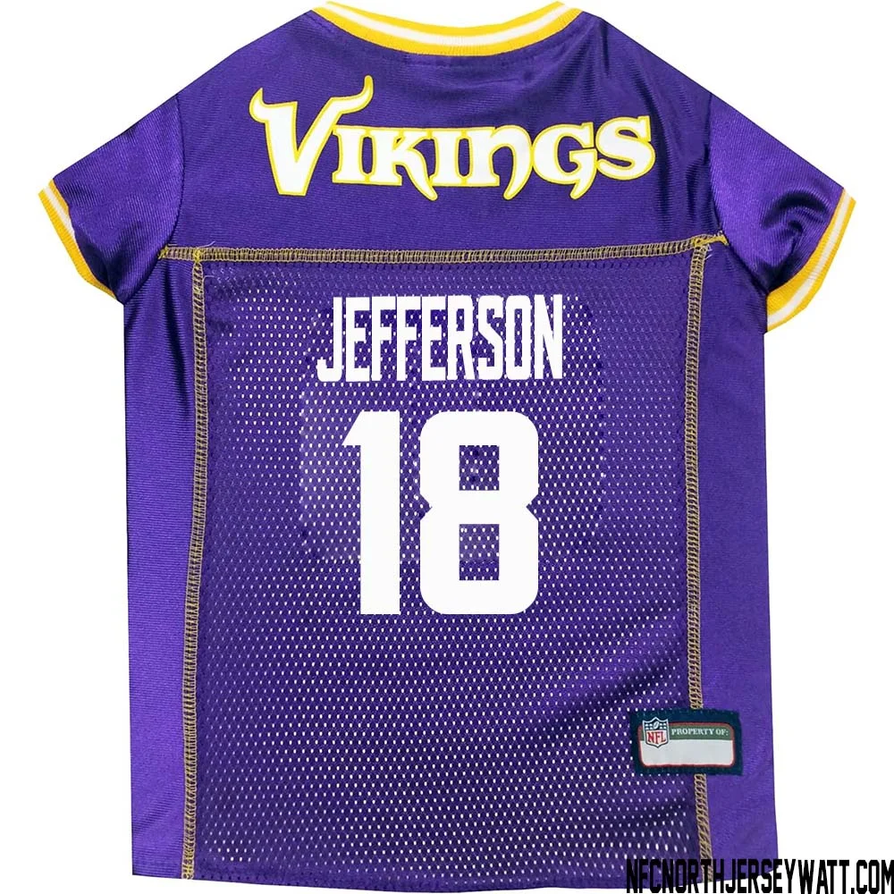 Justin Jefferson No 18 Purple Minnesota Vikings Dog Jersey 1