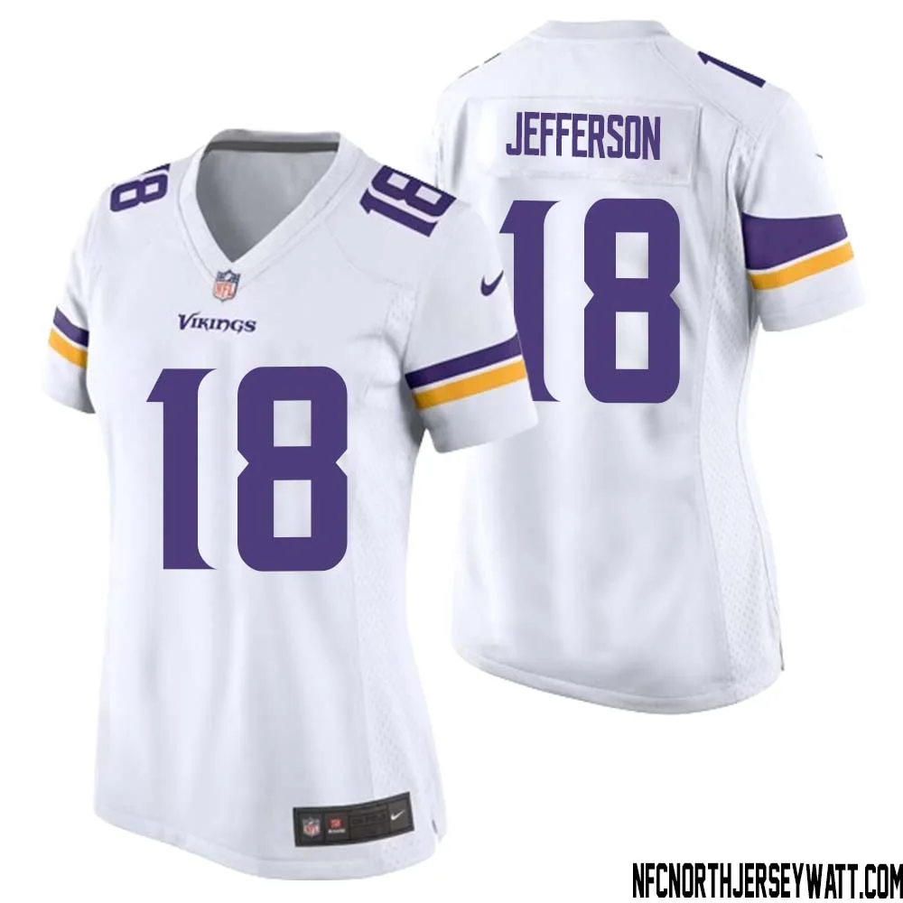 Justin Jefferson No 18 Women White Minnesota Vikings Game Player Away Jersey 1