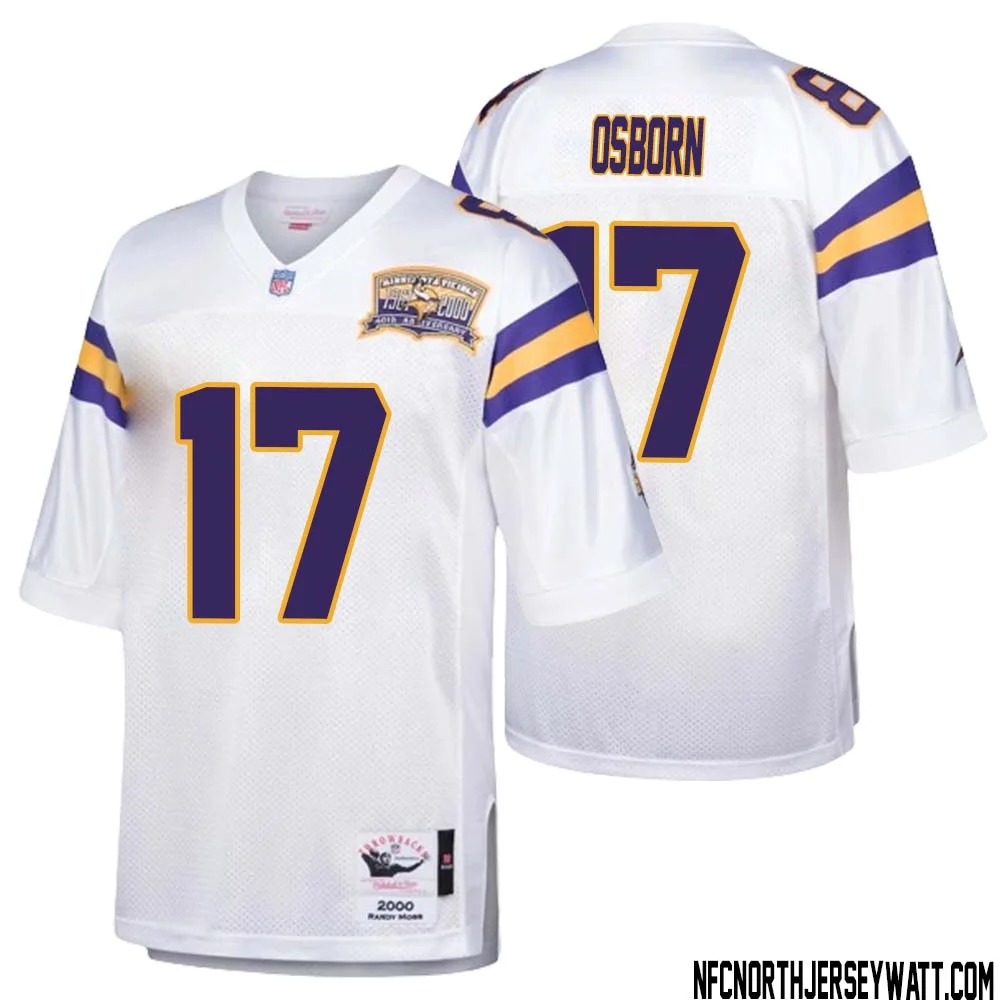 K.J. Osborn No 17 Men Mitchell Ness White Minnesota Vikings Authentic Throwback Retired Player Jersey