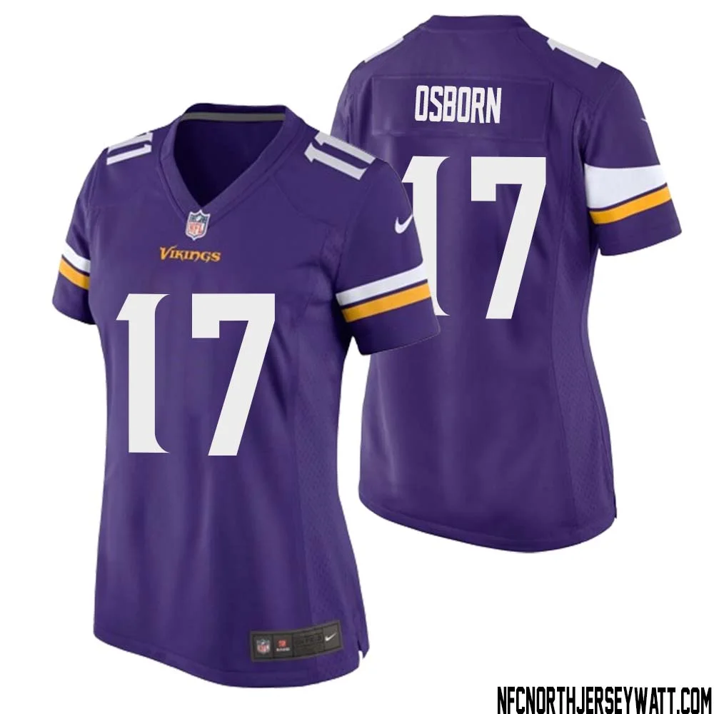 K.J. Osborn No 17 Minnesota Vikings Game Jersey Court Purple for Womens