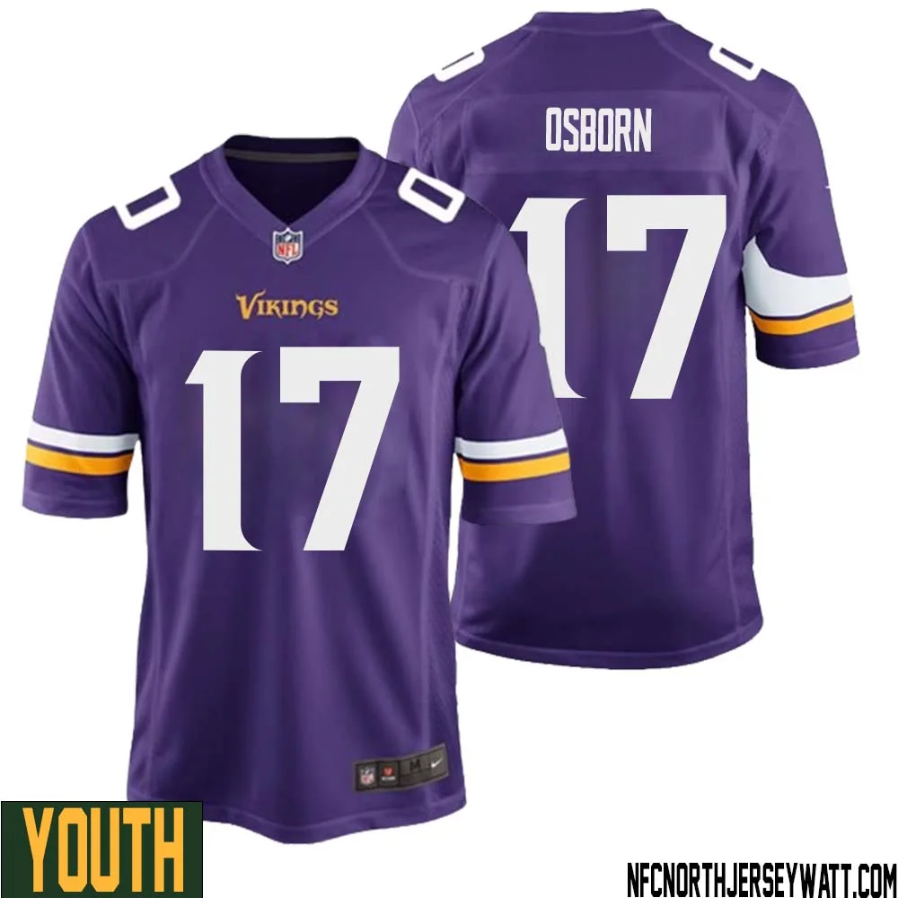 K.J. Osborn No 17 Minnesota Vikings Game Jersey Court Purple for Youth
