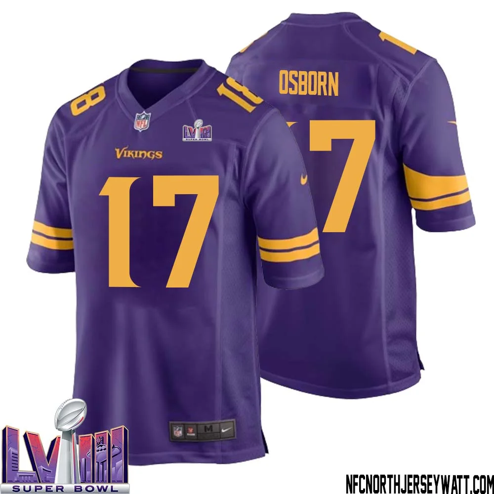 K.J. Osborn No 17 Minnesota Vikings Super Bowl LVIII Alternate Game Jersey Purple for Men