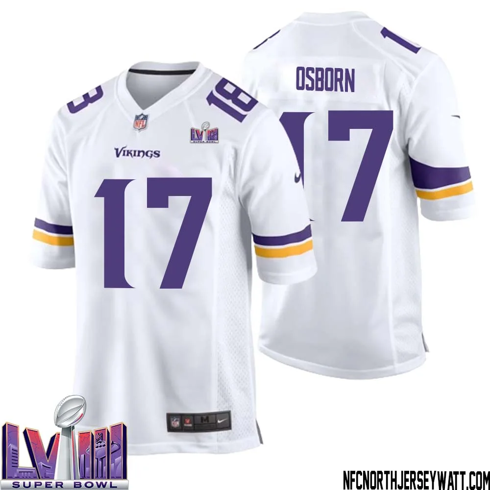 K.J. Osborn No 17 Minnesota Vikings Super Bowl LVIII Away Game Jersey White for Men 1