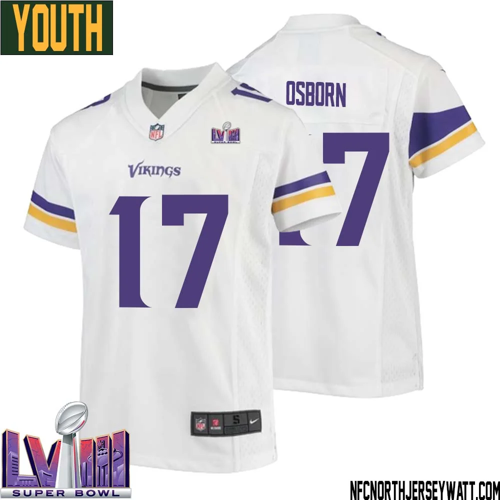 K.J. Osborn No 17 Minnesota Vikings Super Bowl LVIII Away Game Jersey White for Youth