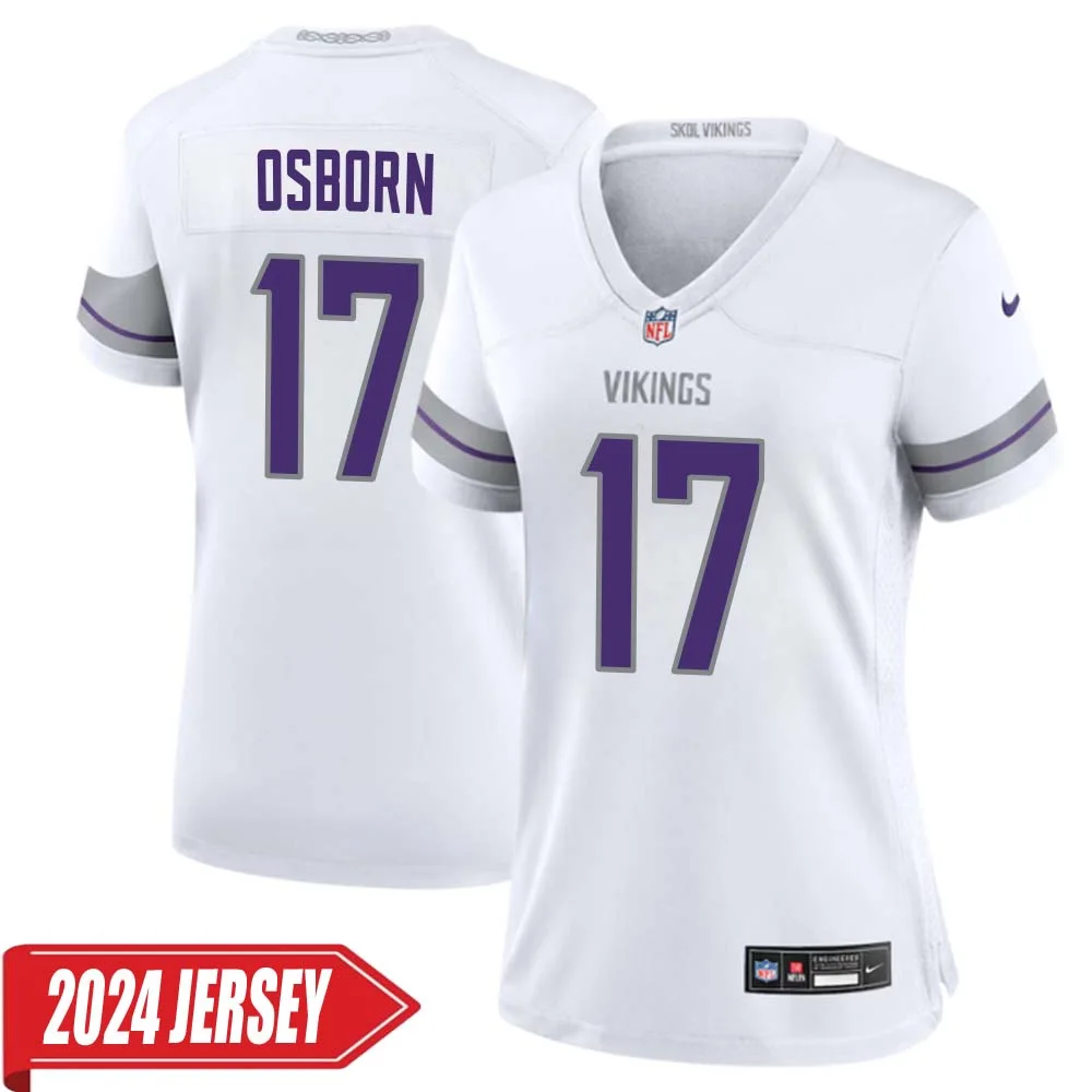 K.J. Osborn No 17 Woman s Minnesota Vikings White Alternate Custom Game 2024 Jersey