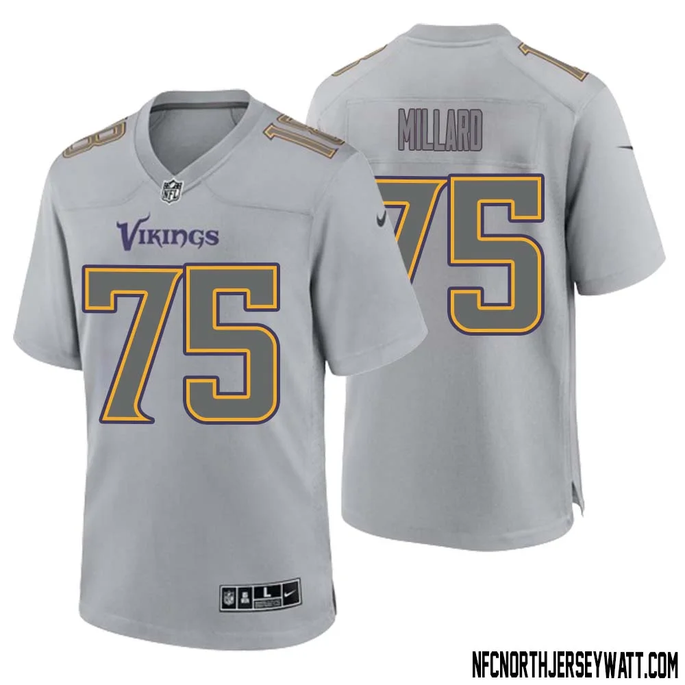 Keith Millard No 75 Men Gray Minnesota Vikings Atmosphere Fashion Game Jersey 1