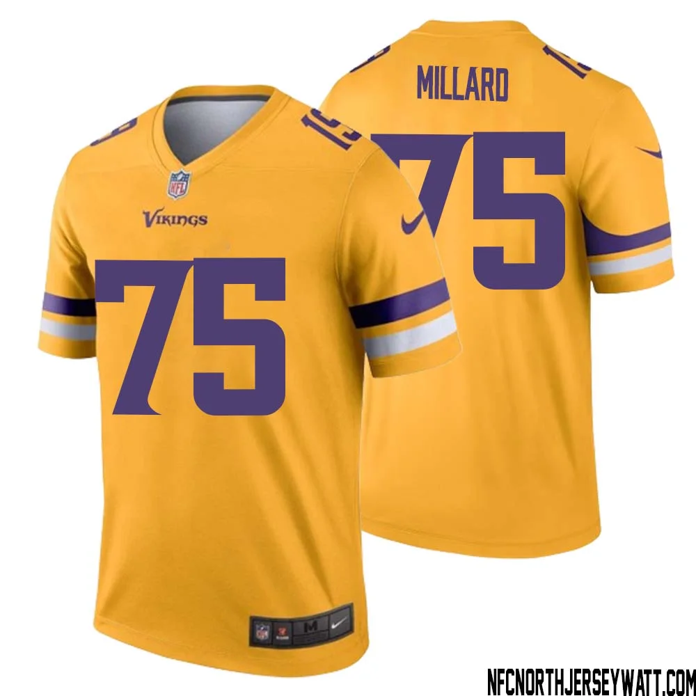 Keith Millard No 75 Men Minnesota Vikings Gold Inverted Legend Jersey 1