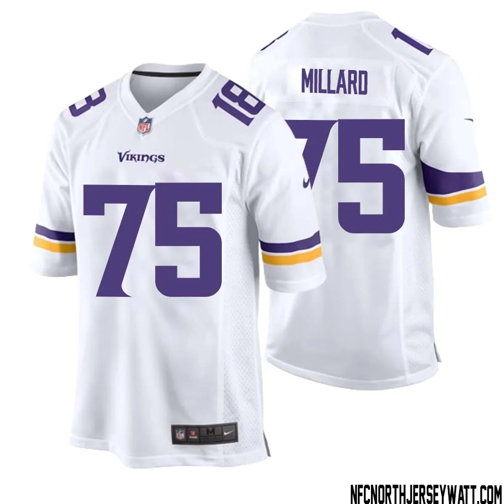 Keith Millard No 75 Men White Minnesota Vikings Game Player Away Jersey
