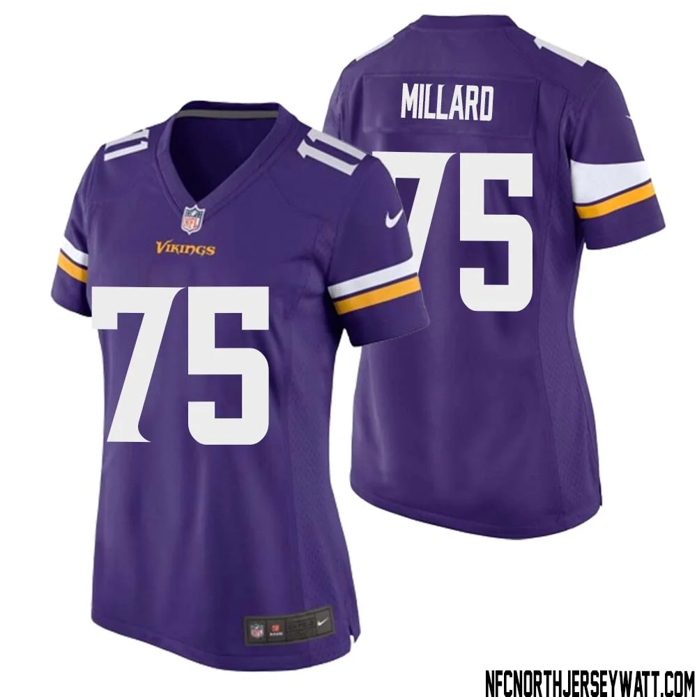 Keith Millard No 75 Minnesota Vikings Game Jersey Court Purple for Womens