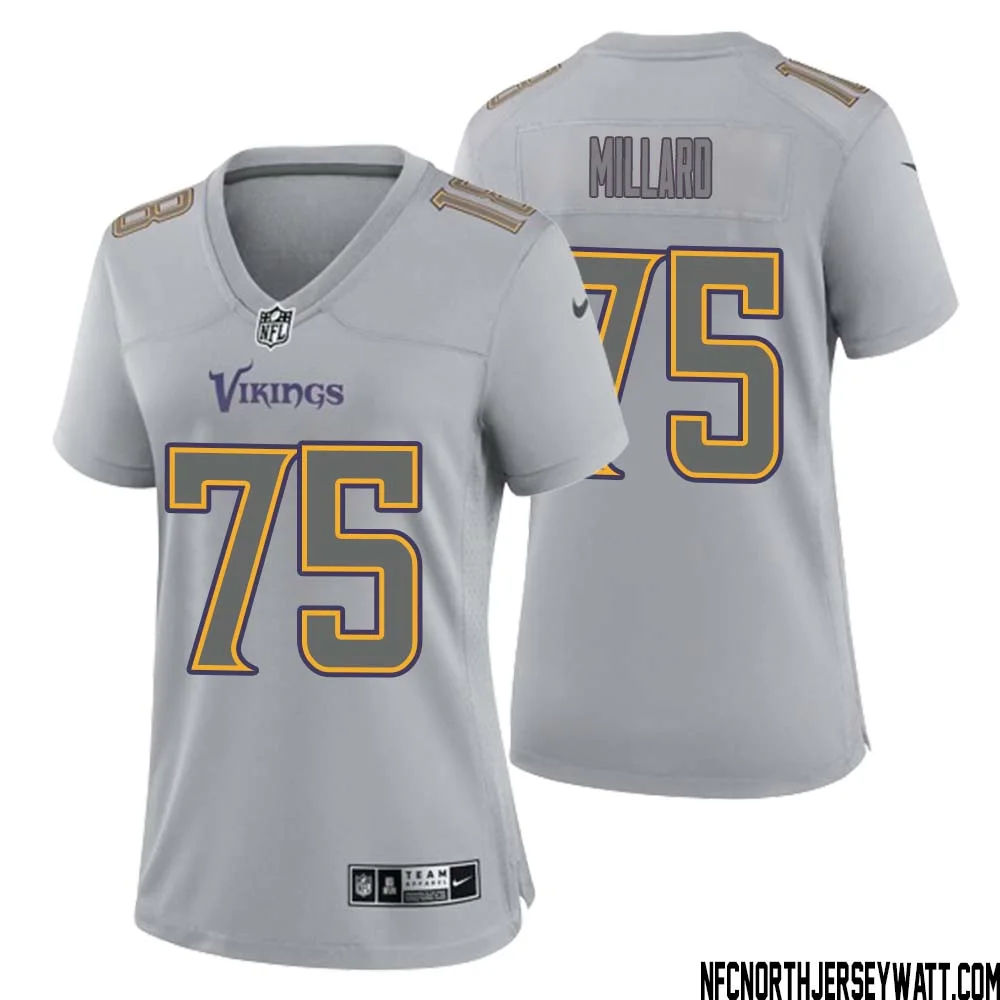 Keith Millard No 75 Women Gray Minnesota Vikings Atmosphere Fashion Game Jersey 1