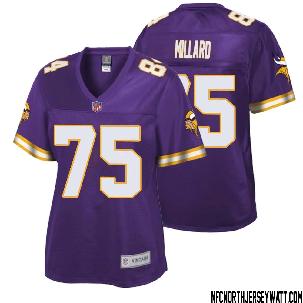 Keith Millard No 75 Women NFL Pro Line Purple Minnesota Vikings Retired Player Replica Jersey 1
