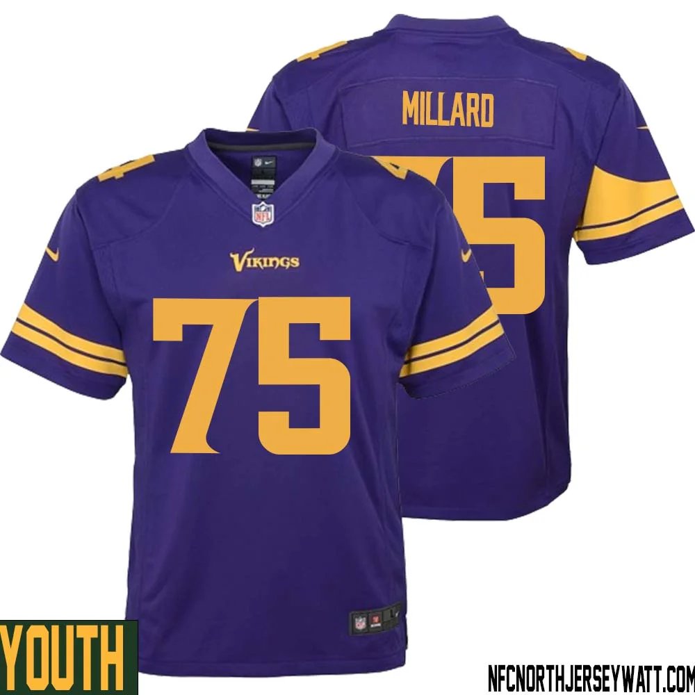 Keith Millard No 75 Youth Purple Minnesota Vikings Alternate Game Jersey 1