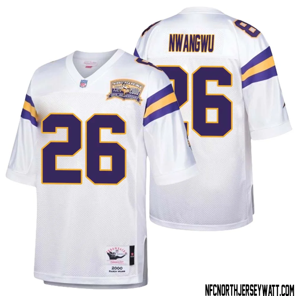 Kene Nwangwu No 26 Men Mitchell Ness White Minnesota Vikings Authentic Throwback Retired Player Jersey 1