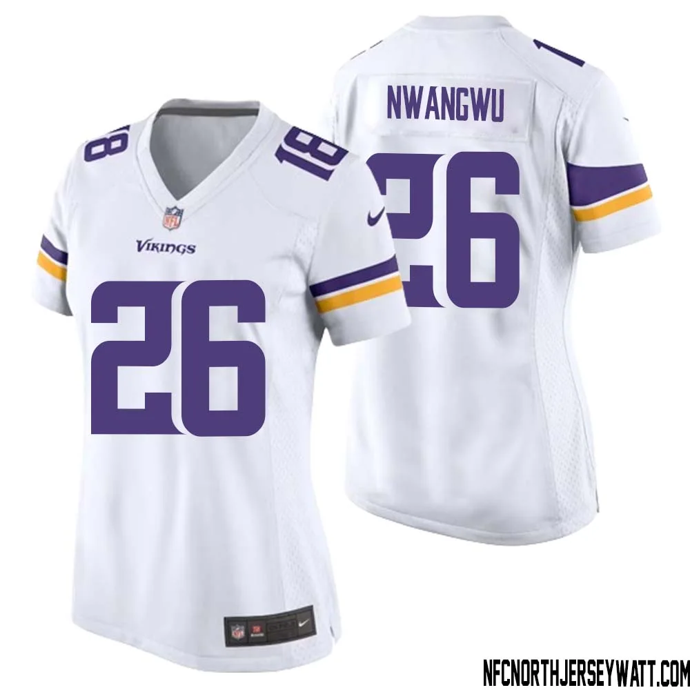 Kene Nwangwu No 26 Women White Minnesota Vikings Game Player Away Jersey