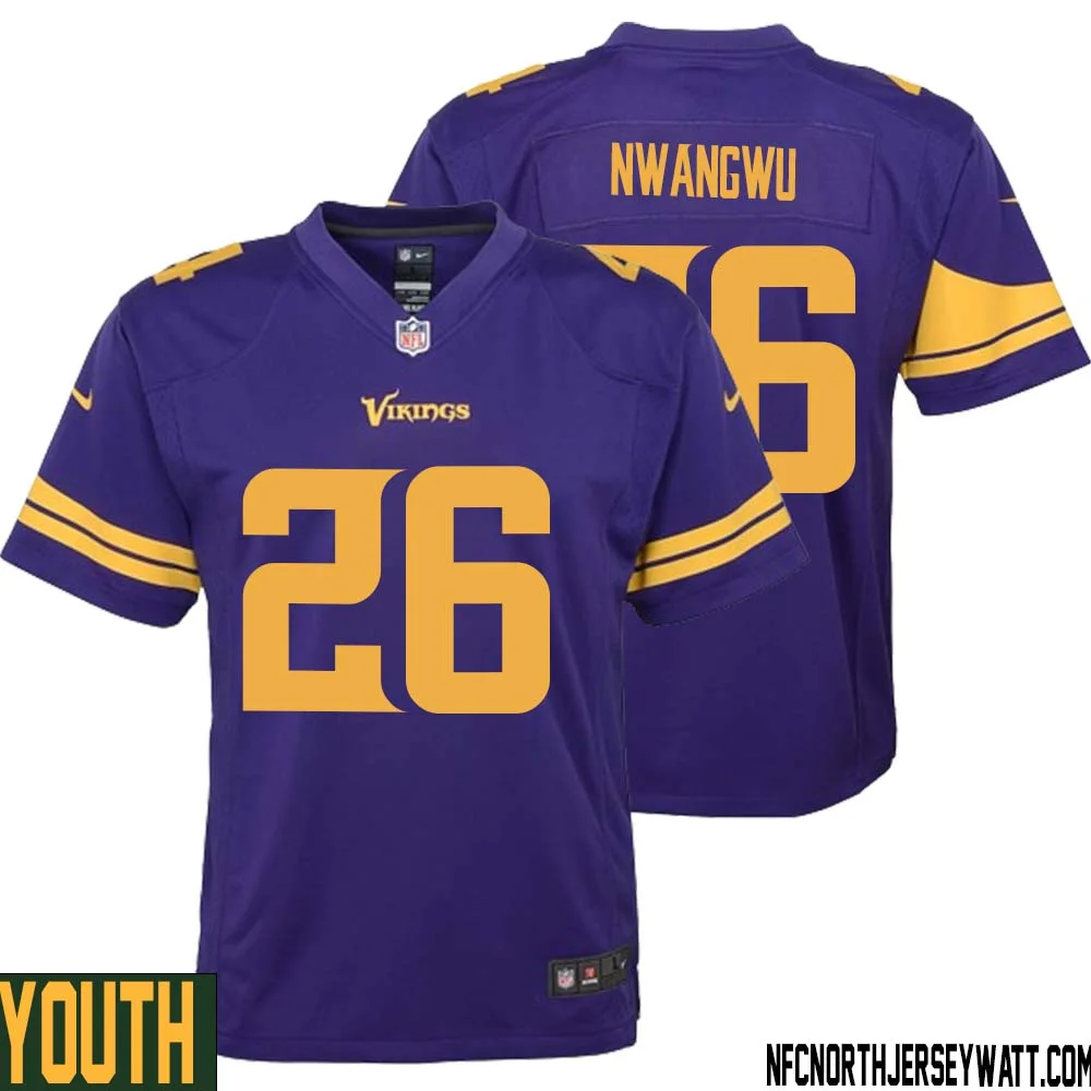 Kene Nwangwu No 26 Youth Purple Minnesota Vikings Alternate Game Jersey 1