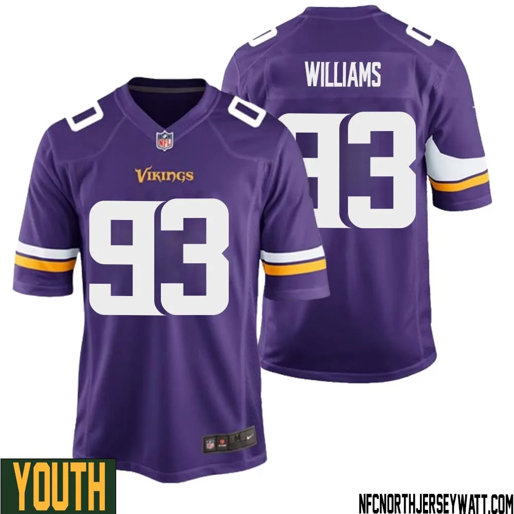 Kevin Williams No 93 Minnesota Vikings Game Jersey Court Purple for Youth 1