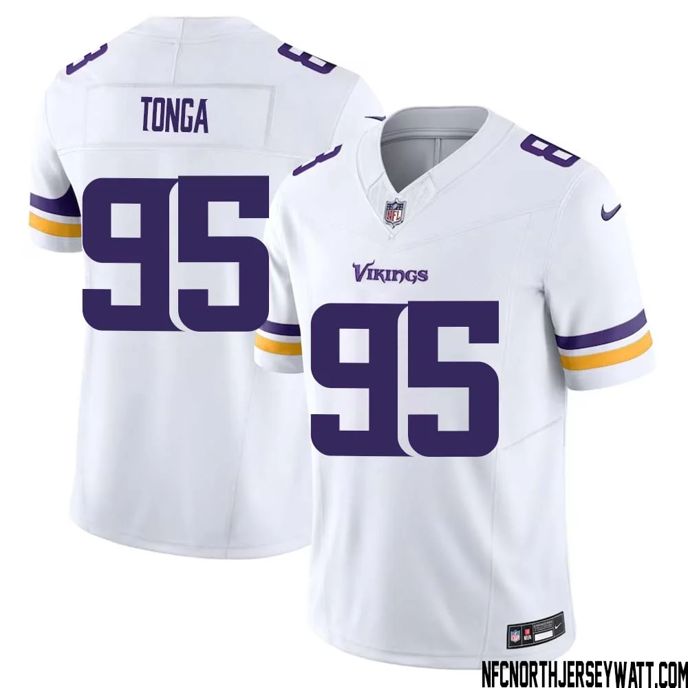 Khyiris Tonga No 95 Men White Minnesota Vikings Vapor F.U.S.E. Limited Jersey