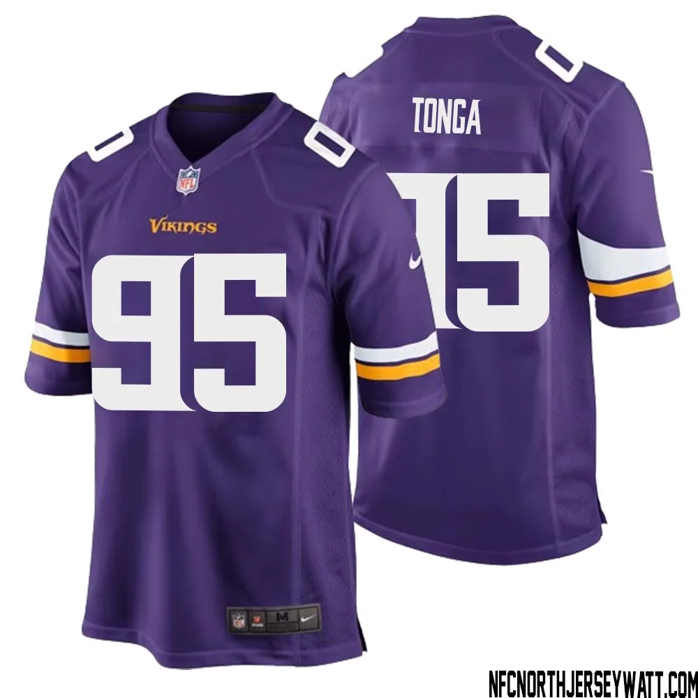 Khyiris Tonga No 95 Minnesota Vikings Game Jersey Court Purple for Mens 1