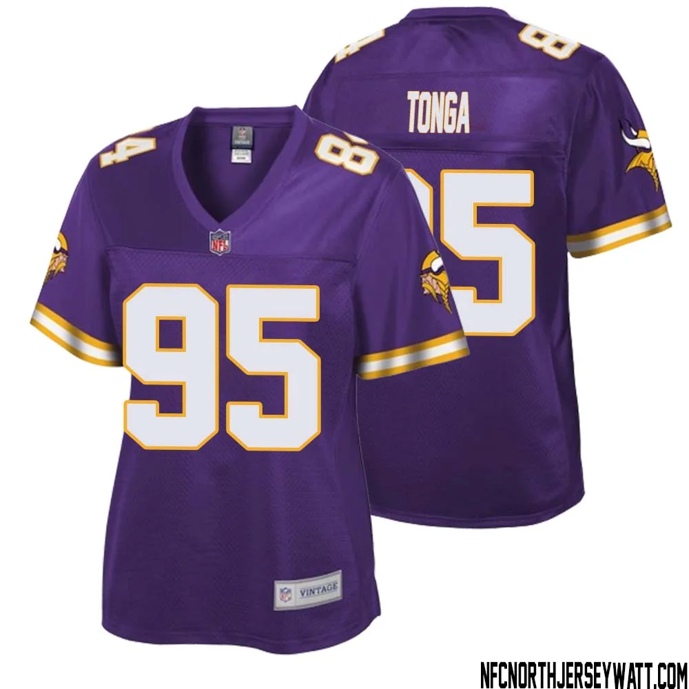 Khyiris Tonga No 95 Women NFL Pro Line Purple Minnesota Vikings Retired Player Replica Jersey