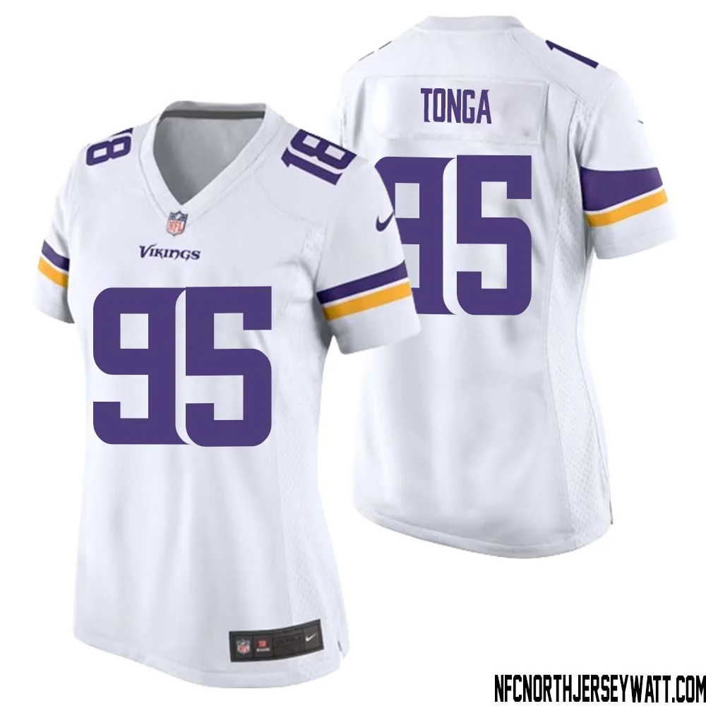 Khyiris Tonga No 95 Women White Minnesota Vikings Game Player Away Jersey 1